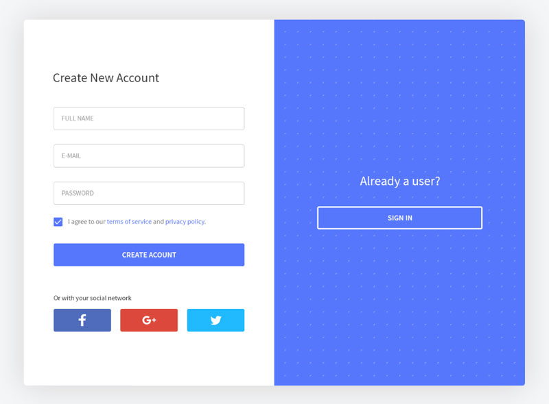 screenshot of modal auth example